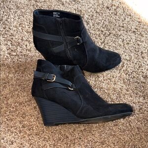 Report Black Ankle Booties with Buckle Detail